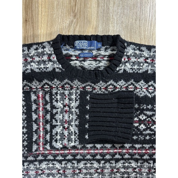 Vtg Polo Ralph Lauren Men Fair Isle 100% Lambs Wool Thick Heavy